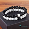 White Turquoise & Matt Black Agate Goodluck Pair Bracelet